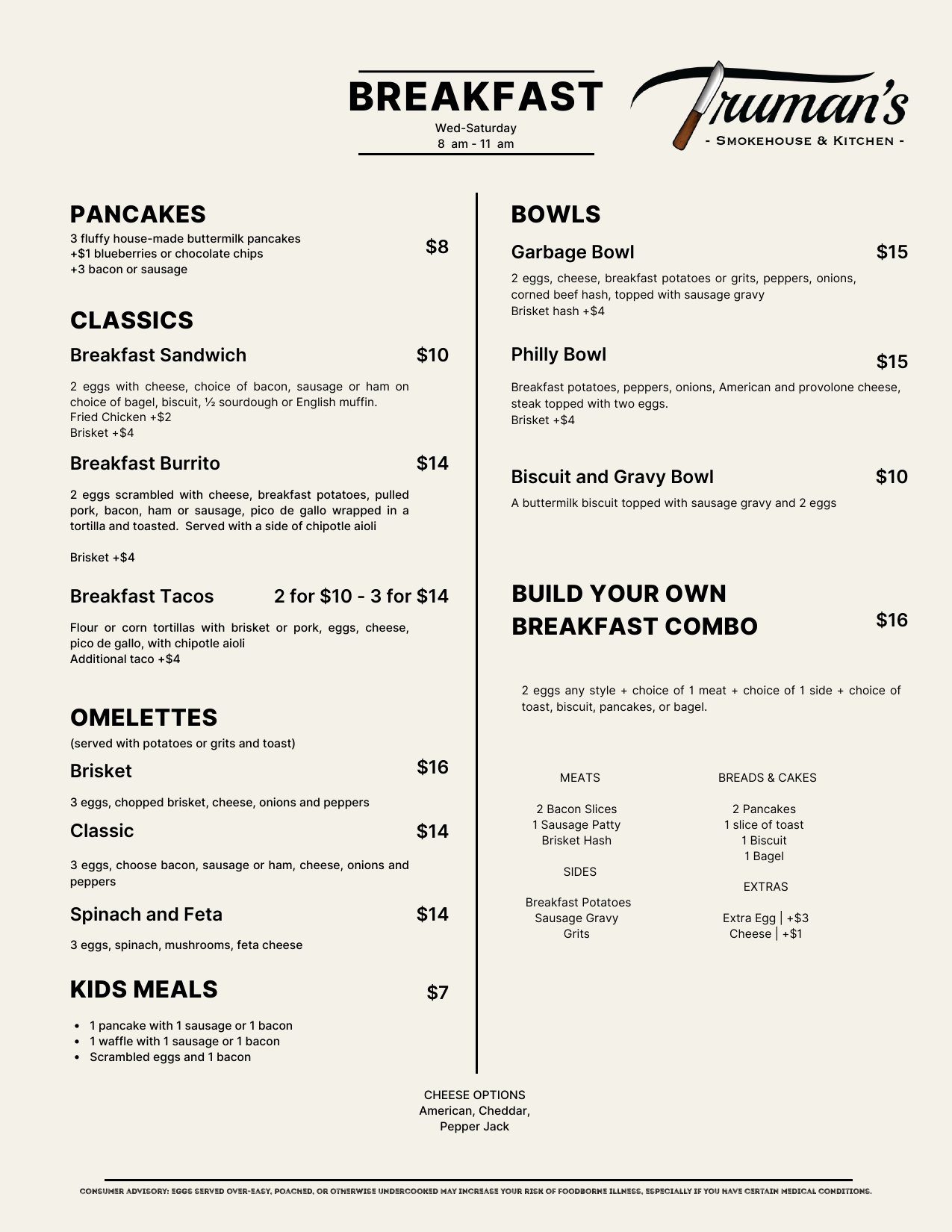Breakfast Menu Page 1