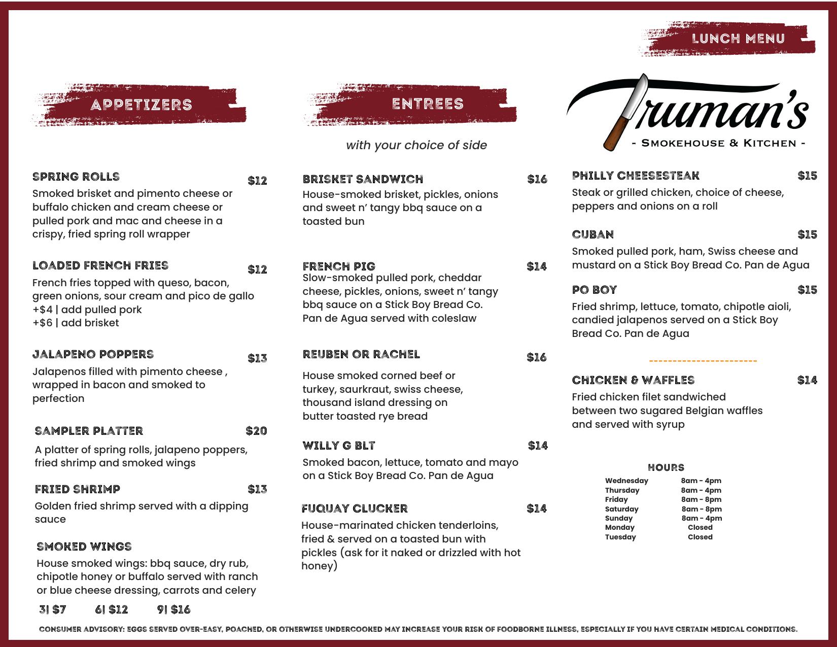 Lunch Menu Page 1
