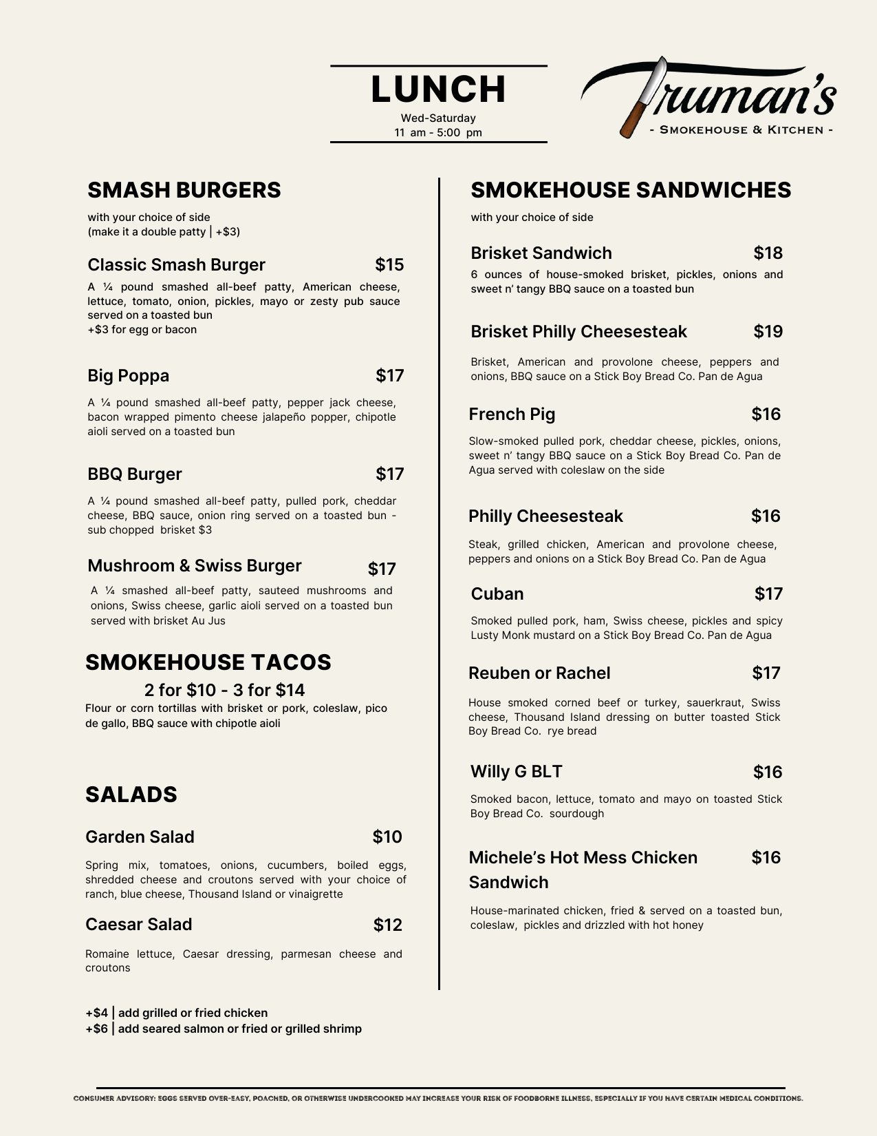 Lunch Menu Page 1
